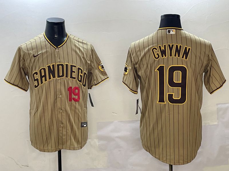Men San Diego Padres #19 Gwynn Brown Stripe Game 2025 Nike MLB Jersey style 5->san diego padres->MLB Jersey